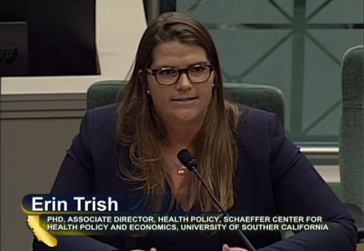 Erin Trish testifying in Sacramento