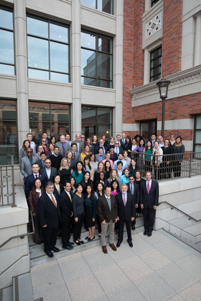 group of people outside building